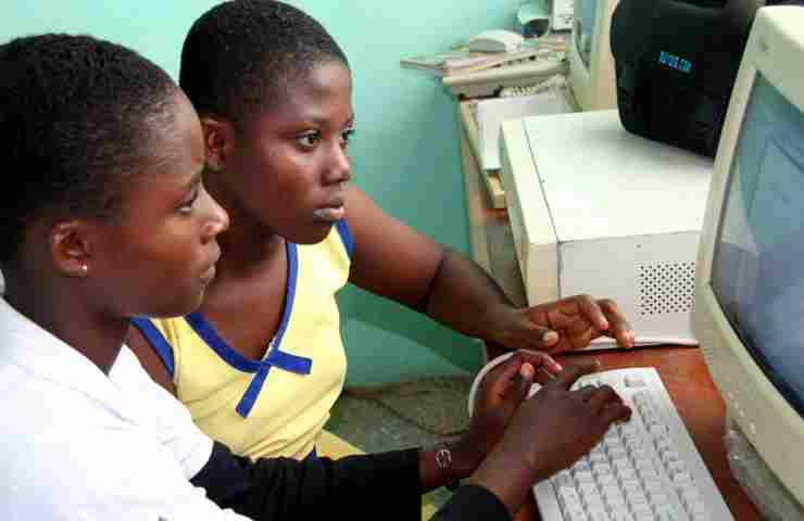 Volunteer teach computer literacy program, Accra Ghana Africa.